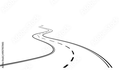 Minimal winding road vector illustration symbolizing journey travel and unknown future concept
