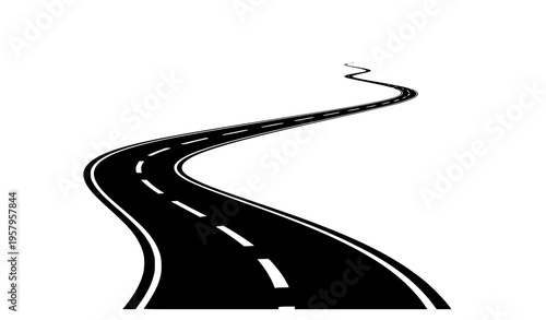 Winding road perspective vector illustration symbolizing life journey direction and future possibilities