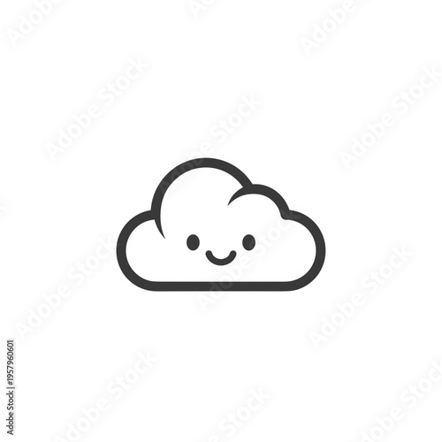 Smiling Cloud Icon With Face.