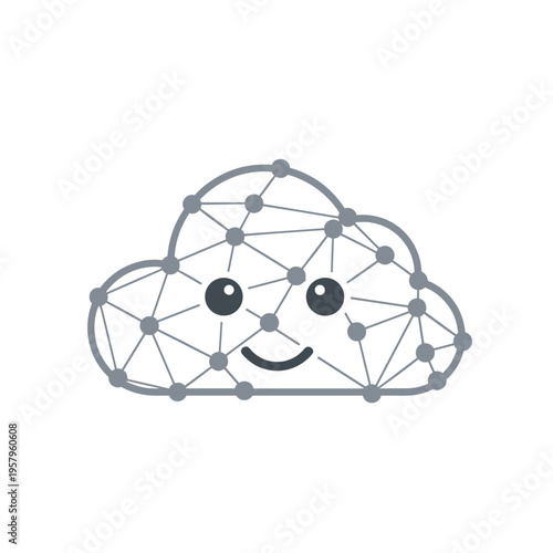 Smiling Cloud Network Node Illustration.