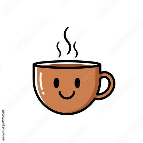 Smiling Coffee Cup With Steam Rising 1.