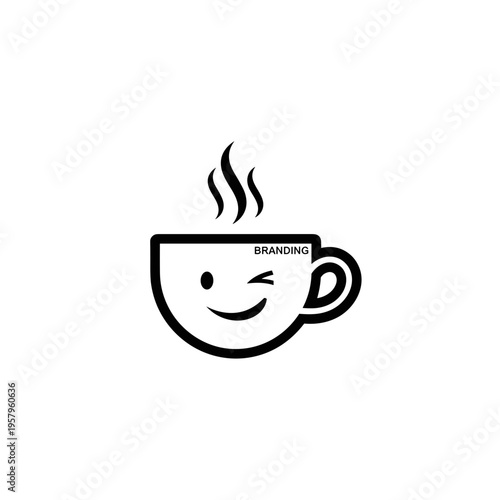 Smiling coffee cup with steam rising 4.