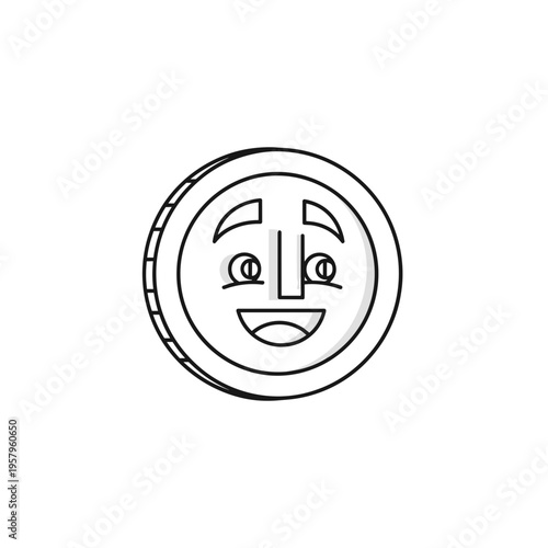 Smiling Coin Face Close Up.