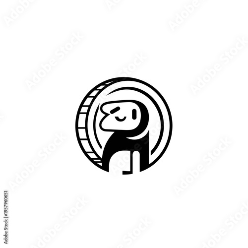 Smiling dog in a circle.