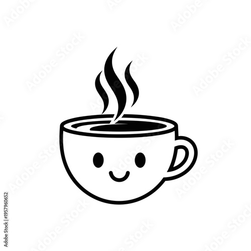 Smiling Coffee Cup with Steam Rising 5.