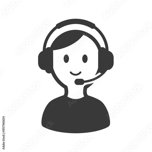 Smiling customer service representative with headset.