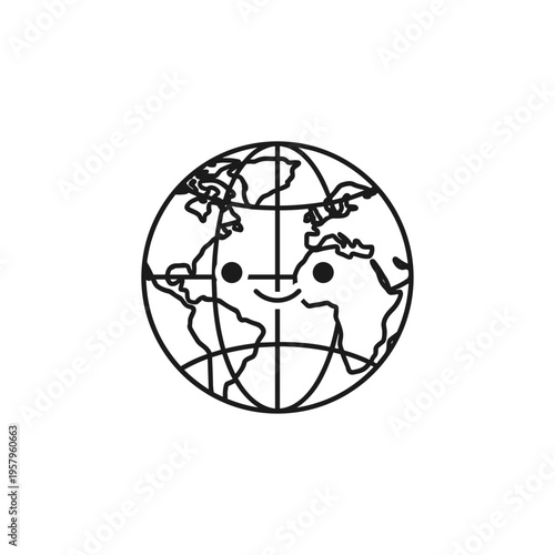 Smiling Earth Globe Illustration.