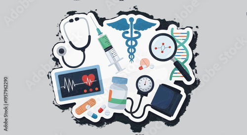Healthcare and Medical Icons and Symbols, Illustrating Science, Medicine, and Health-Related Concepts
