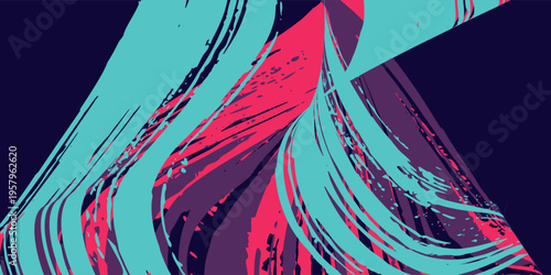 neon background brush game blue pink purple banner abstract paint stain vintage modern car wrap sticker, eps 10, Vector Illustration.