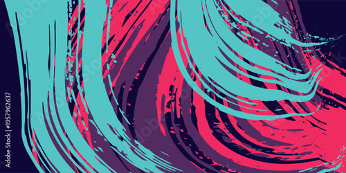 neon background brush game blue pink purple banner abstract paint stain vintage modern car wrap sticker, eps 10, Vector Illustration.