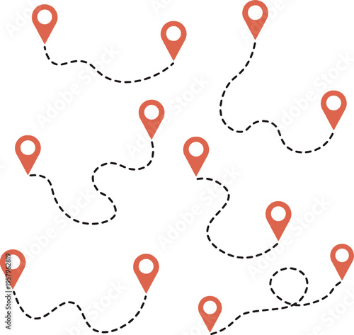 Abstract Map Location Pins Route Vector