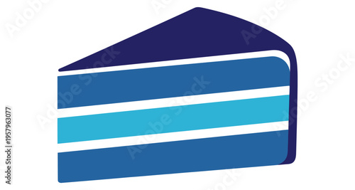 Layered Cake Slice Minimalist Geometric Design Blue Dessert Food Graphic