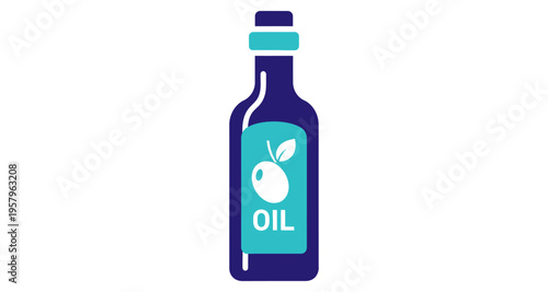 Olive Oil Bottle Illustration Kitchen Ingredient Healthy Cooking Minimalist Flat Design