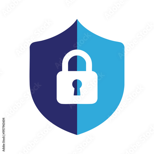 Shield icon with a locked padlock in white against a blue gradient