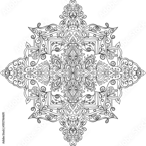 Complex lace mandala with detailed floral symmetry and texture
