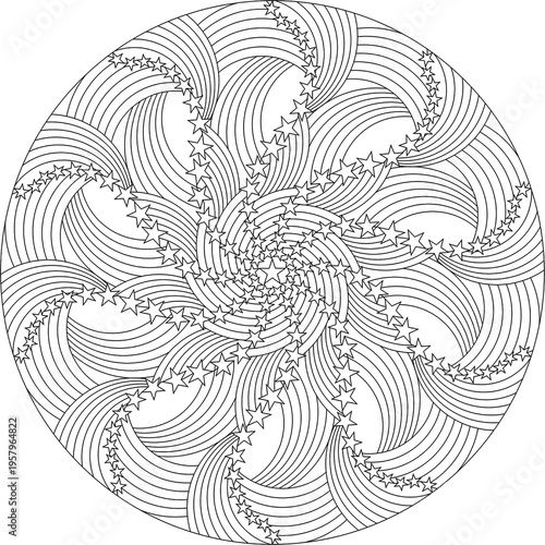 Abstract ornamental mandala design with radial symmetry 107