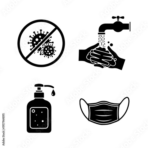 Health and Safety Icons Coronavirus Prevention and Hygiene Measures