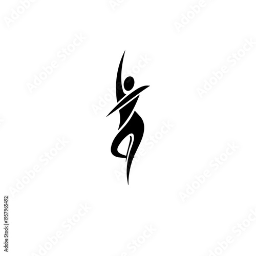 Graceful abstract human figure in a dynamic yoga dance pose