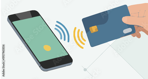 NFC Contactless Payment Technology Icon Illustration