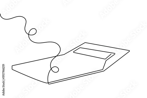 Calculator continuous one line drawing minimalist style isolated outline vector illustration