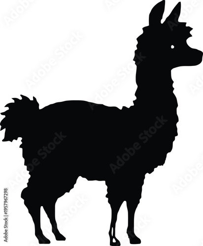 Cute cartoon a illustrator silhouette alpaca