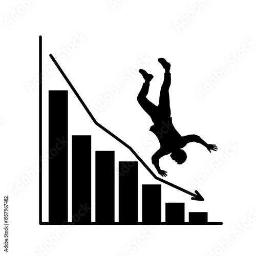 Black silhouette of person putting coin into piggy bank, minimalistic icon on white background, concept of savings and financial planning  