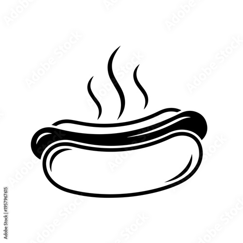 Stylized Graphic of a Delicious Steaming Hot Dog in a Bun Design