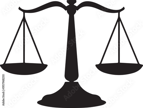 A black silhouette of a scales of justice