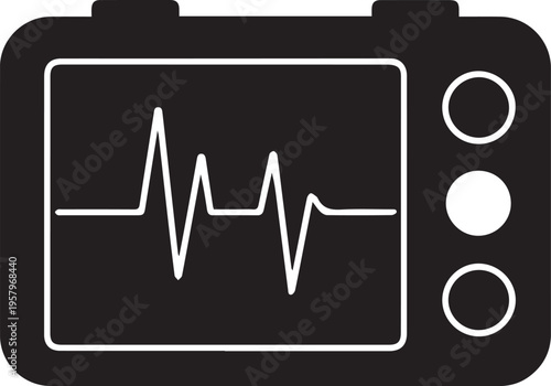 A black and white icon of an ekg monitor