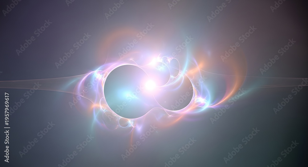 Naklejka premium A glowing abstract fractal design featuring soft ethereal light curves against a dark background