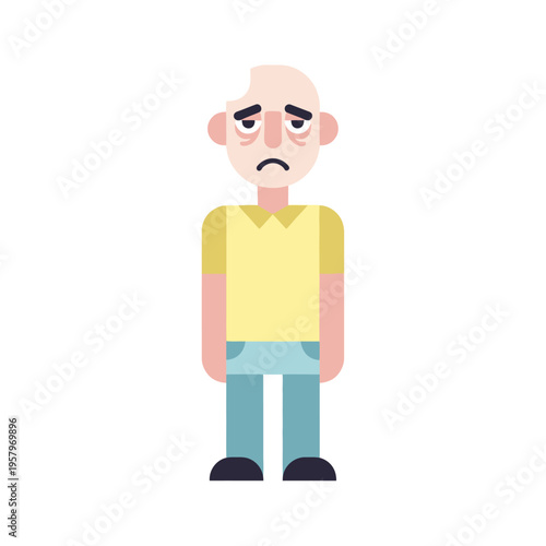 Sad, Tired Man Flat Illustration