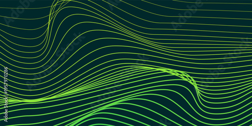 Abstract topographic flow lines, dense layered curved lines forming smooth wave distortions