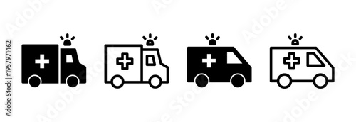 Ambulance icon vector illustration. ambulance truck sign and symbol. ambulance car