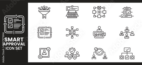 Smart Approval System and Strategic Workflow Optimization Icon Set