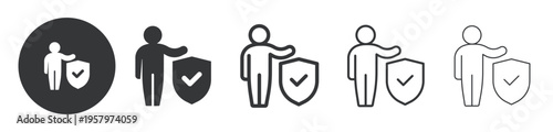 User Protection thin line and solid icon. Multi series icon. Web minimal icon