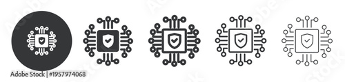 Hardware Security thin line and solid icon. Multi series icon. Web minimal icon