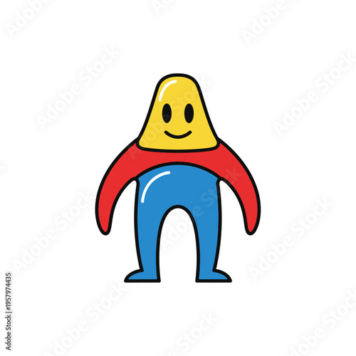 Cute Cartoon Character Standing Isolated on White Background