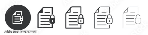 Locked Document thin line and solid icon. Multi series icon. Web minimal icon