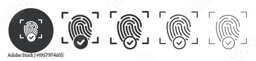 Fingerprint Authentication thin line and solid icon. Multi series icon. Web minimal icon