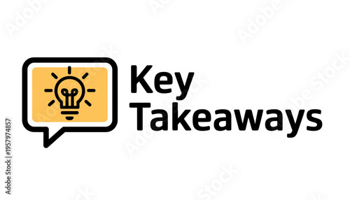 Key takeaways icon with a lightbulb in a speech bubble vector illustration