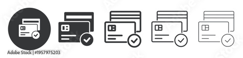 Secure Card Payment thin line and solid icon. Multi series icon. Web minimal icon