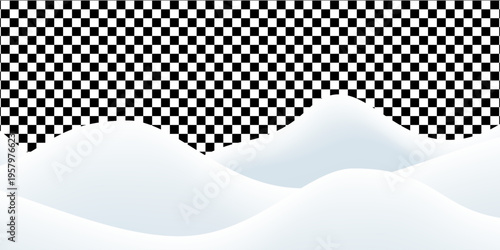 Snowdrifts isolated on png background. Snow landscape decoration, frozen hills. Empty snowbanks field. Christmas vector illustration. Transparent background.