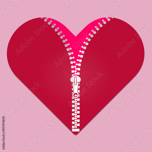 pink heart with zipper