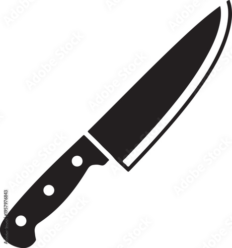 Vector black kitchen knife icon