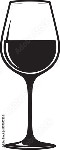 Vector wine glass icon with red wine