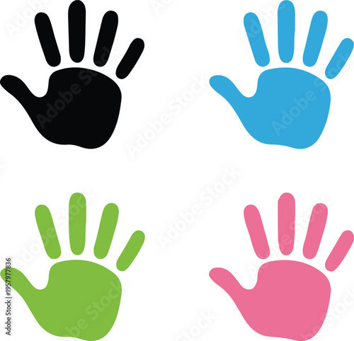 colorful hand prints vector illustration, flat design