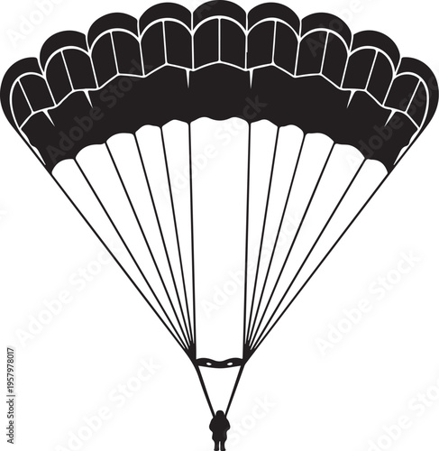 Vector parachute icon, black and white illustration