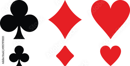 Set of playing card suits including clubs, diamonds, and hearts