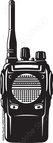Vector walkie talkie icon, black and white illustration