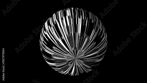 Abstract red hi-tech globe with radiant glowing lines on black background